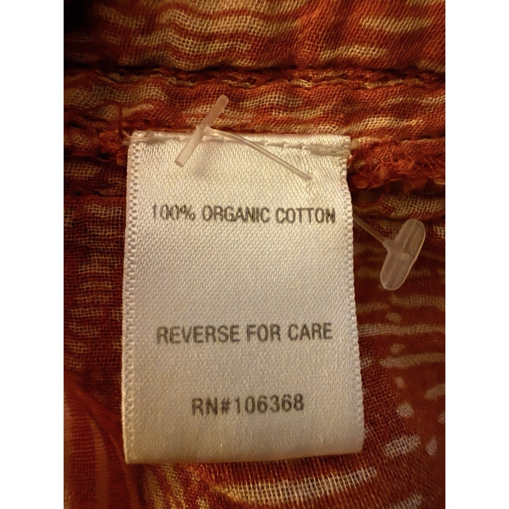 Garnet Hill Maxi Dress M Gauze Organic Cotton Orange Beach Cover Up Slit Buttons - Picture 10 of 10